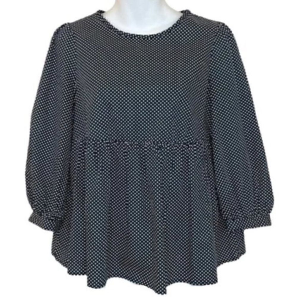 Who What Wear black and white polkadot print peplum baby doll top- size small